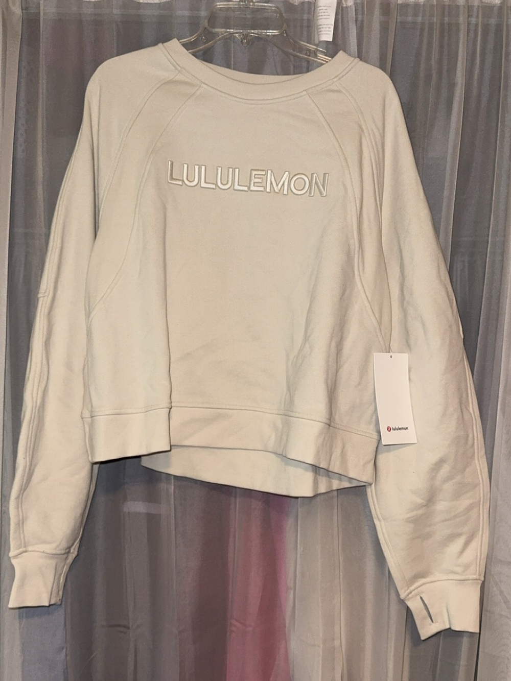 Lululemon Athletica Cream Embroidered Logo Sweatshirt